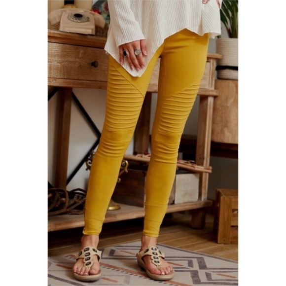 Pants - *MOTO BIKER PANT LEGGINGS-MUSTARD